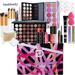 Makbeaty Makeup Set Combination, Holiday Gift Combination Gifts Include Makeup Brush, Eyeshadow Palette, Lip Gloss Set, Lipstick, Blush, Foundation, Concealer, Mascara, Eyebrow Pencil.