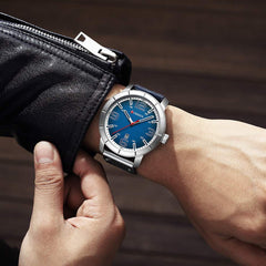 Mens Watches,CURREN Watches Quartz Analog Calendar,Wrist Watch for Men, Fashion Waterproof Leather Strap - Blue