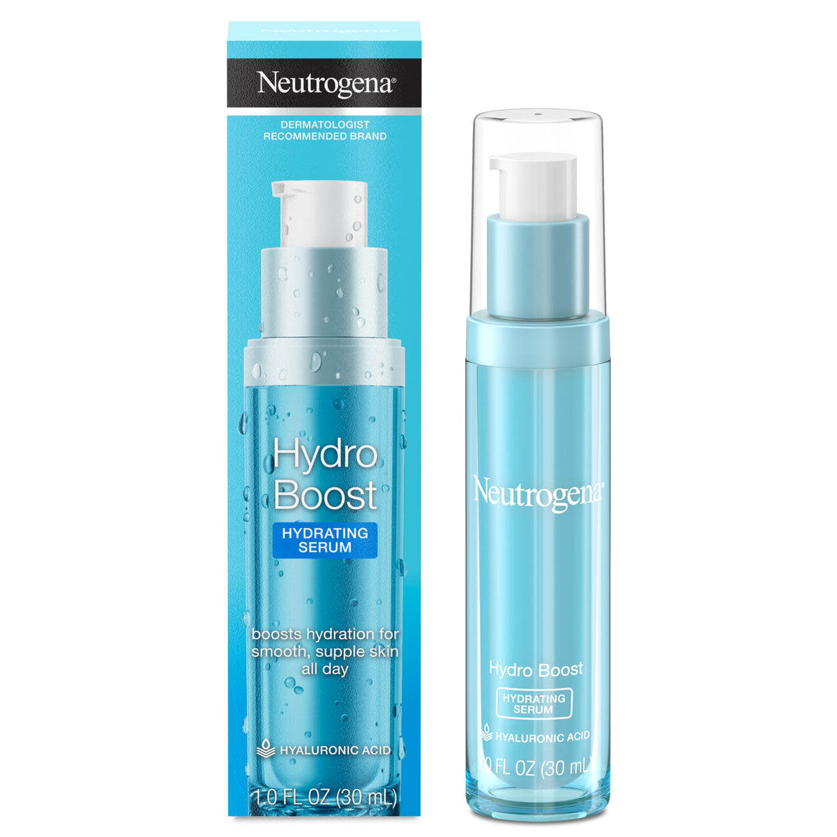 Neutrogena Hydro Boost Hyaluronic Acid Face Serum, Hydrating Face Serum for Dry Skin, Oil-Free and Non-Comedogenic, 1 Oz