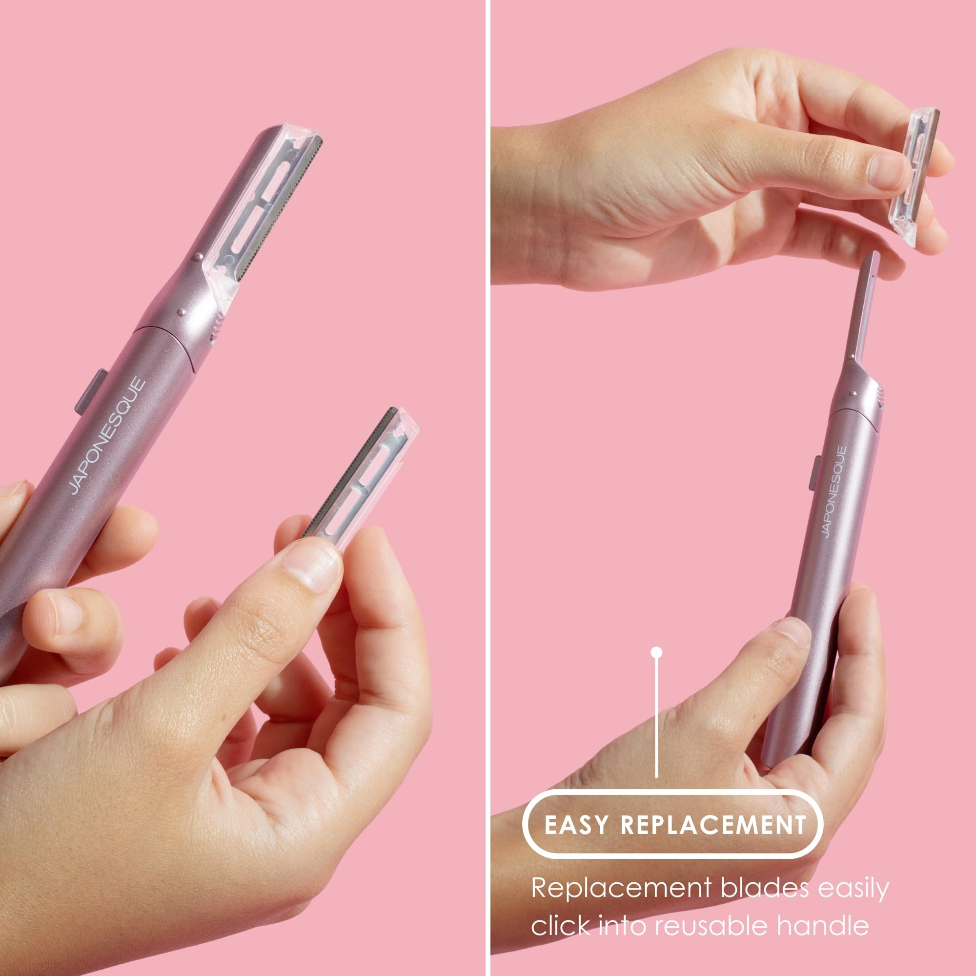 JAPONESQUE SKINTherapy LumeBlade Facial Dermaplane Razor with Soothing, Red Light Therapy at the Blade, Includes 2 Replacement Blades