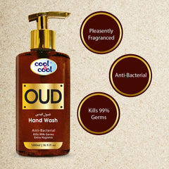 Cool & Cool Arabic Series Oud Hand Wash -500Ml - Antibacterial, Alcohol-Free, Moisturizing with Vitamin E, 99% Germ-Killing Formula