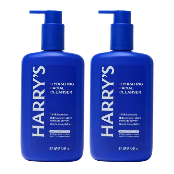 Harry’s Hydrating Facial Cleanser for Men, Gentle Face Wash with 10% Glycerin, Dermatologist Tested, 9 Fl Oz, (Pack of 2)