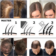 Maxter HAIR FIBER for Men & Women - 100% Natural Powder for Hair Building, Thickening and Cover Hair Loss in just 10 sec - Dark Brown x2 Bottles