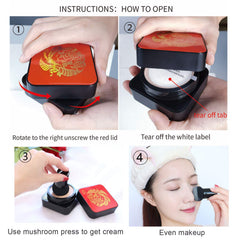 Mushroom Head Air Cushion CC Cream High Coverage Foundation Long Lasting Waterproof Brighten BB Moisturizing Medium Concealer For Oily Skin Hides Face Pores ,with Makeup Sponge