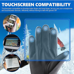 Winter Gloves for Men Women Adult Warm Riding Gloves Touch Screen Finger Microfiber Anti-Slip Design,Ski Gloves Bike Gloves Windproof Waterproof(Grey)