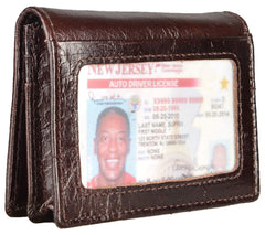 RFID Genuine Leather Bifold ID/Business Credit Card Case Holder for Men Slim Front Pocket Wallet Button, Coffee, Rfid Wallet