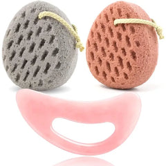 BAIMEI Bath Sponge and Resin Gua Sha Tool Body Cleansing Skincare Kit Self Care Gift