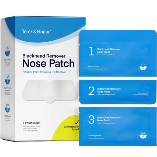 TEREZ & HONOR Blackhead Remover Nose Pore Patches – 3-Step Korean Skincare Treatment for Pimples & Clogged Pores