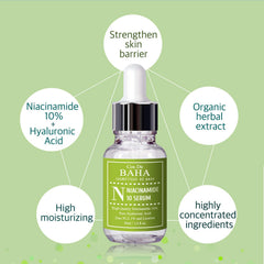 Cos De Baha Niacinamide Serum 10% With Hyaluronic Acid-Tightens Pores, Reduces Wrinkles, Boosts Collagen & Repairs Skin, Organic, Vitamin B3 1Fl-Oz