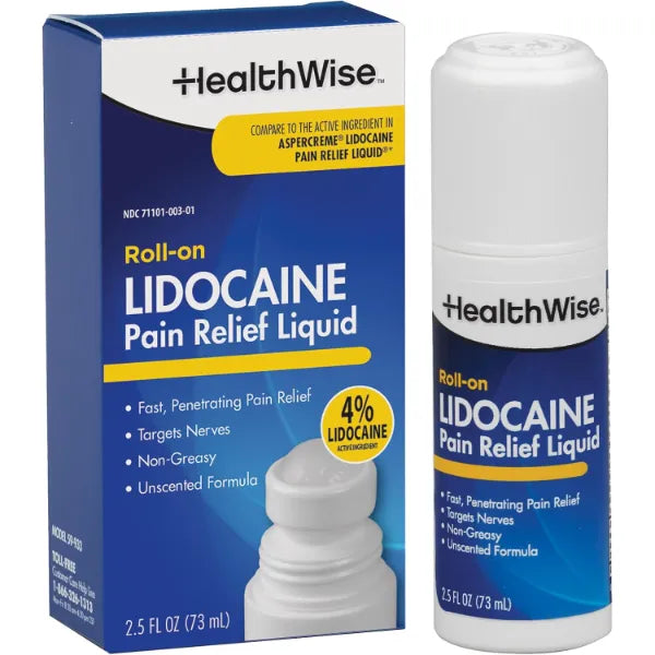 HealthWise 4% Lidocaine Roll-On, 2.5 oz