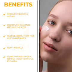 Jadole Naturals Eye Gel – 50ml | Enriched with Hyaluronic Acid, Jojoba Oil, Cucumber Extract & Aloe Vera | Reduces Dark Circles, Puffiness, Bags, Wrinkles, Redness, and Irritation | Eye care Routine