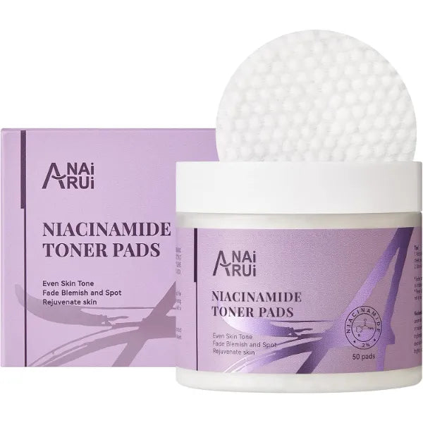 ANAI RUI Niacinamide Facial Radiance Pads, with Glutathione, Niacinamide, LHA, PHA - 50 Pads for Even Skin Tone, Reduce Blemish and Spots