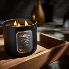 Bath & Body Works White Barn 3-Wick Candle in Mahogany Teakwood High Intensity
