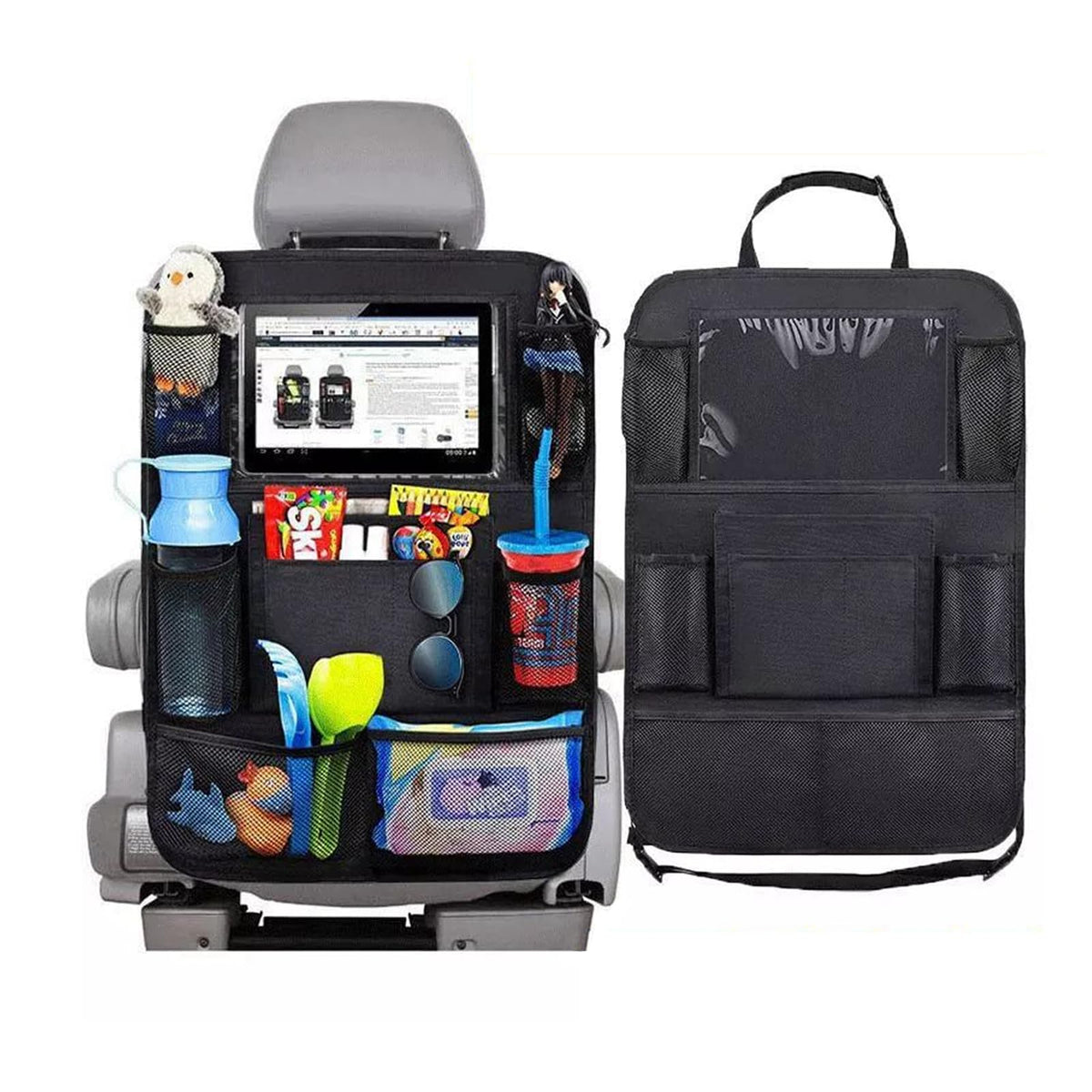 WeddLe Car Backseat Organizer,Kick Mats Back Seat Protector with Touch Screen Tablet Holder, Car Back Seat Organizer for Kids, Kick Mat with 9 Storage Pockets, Car Travel Accessories, 2 Pack