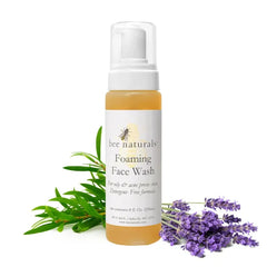 Bee Naturals Self Foaming Face Wash - Light, Foamy Cleanser for Oily & Troubled Skin - Soothes Inflammation - Rose, Grapefruit, Tea Tree and Lavender Essential Oils Plus Feverfew Extract - 8 floz