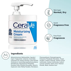 CeraVe Moisturizing Cream | 16 Ounce with Pump | Daily Face and Body Moisturizer for Dry Skin