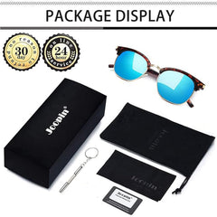 Joopin Polarized Semi Rimless Sunglasses Men Women, Classic Half Frame Sun Glasses UV Protection