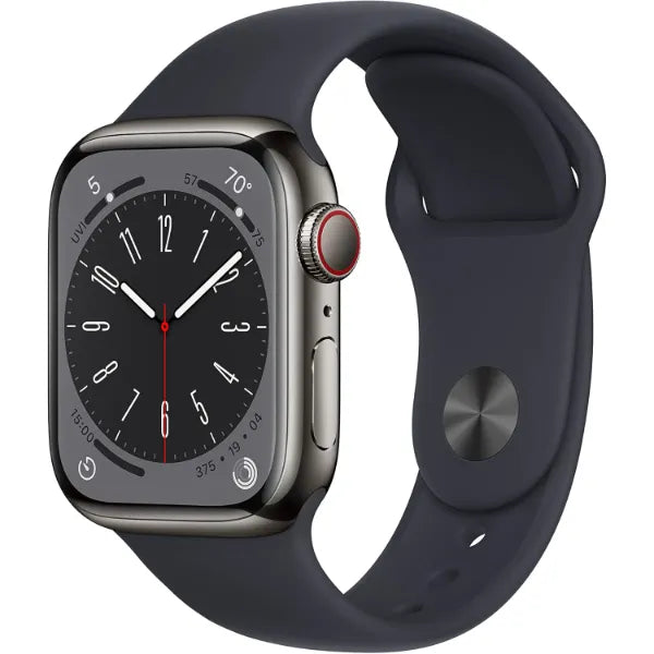 Apple Watch Series 8 41MM/ML Smart Watch Graphite Stainless Steel Case With Sport Band (Cellular + GPS) - Midnight