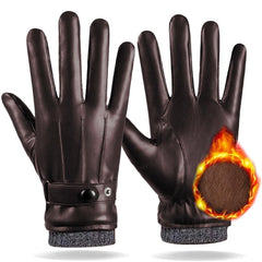 BananaHome Winter Leather Gloves For Men,Winter Warm Touch Texting Typing Screen Motor Gloves Adjustable Soft Gloves Cashmere Lining - gifts