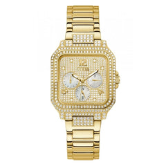 GUESS US Women's Gold-Tone Square Multifunction Watch