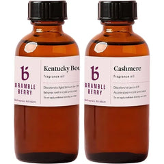 Bramble Berry Kentucky Bourbon & Cashmere Fragrance Oil Set 2 x 2 oz Masculine Bourbon + Cozy Vanilla Scents for Soap Making, Candles, Beard Oil, Lotion & Bath Bombs Skin Safe, Vegan, Paraben Free