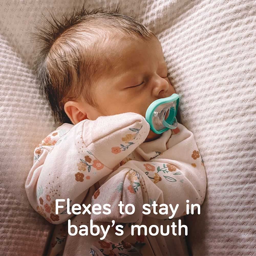 Nanobebe Flexy Baby Pacifiers 3+ Months Orthodontic, Lightweight and Vented, Curves Comfortably with Face Contour, 100% Silicone BPA Free, Perfect