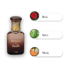 Al-Nuaim Alcohol Free Attar Roll On - 9.9ml | Exquisite & Long Lasting Fragrance (Pack of 1-9.9ml, Ameer Al Oudh)