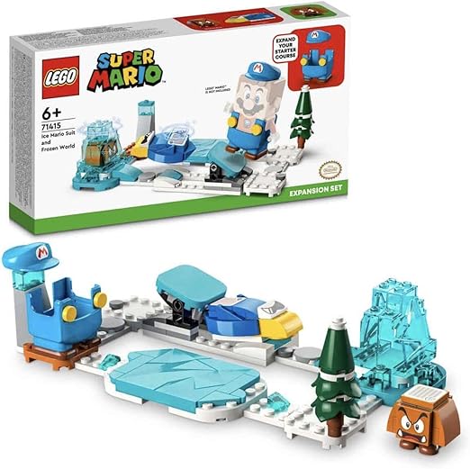 LEGO 71415 Super Mario Ice Mario Suit and Frozen World Expansion Set, Collectible Toys for Kids, Buildable Game with Figure Costume plus Cooligan and Goomba Enemy Figures