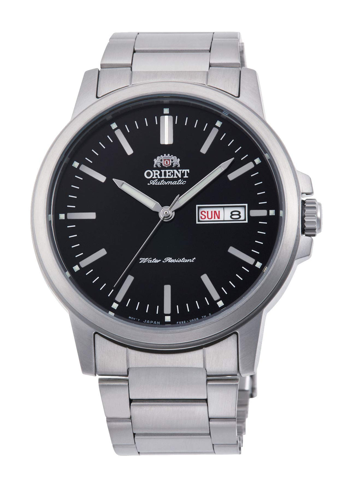 Orient RA-AA0C01B Men's Commuter Stainless Steel Black Dial Day Date Automatic Watch