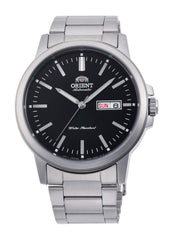 Orient RA-AA0C01B Men's Commuter Stainless Steel Black Dial Day Date Automatic Watch