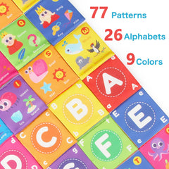 Jenilily Soft Alphabet Cards Baby Learning Toys, 26 Letters Animals Cloth Alphabet Flash Cards for 1 Year Old Infants & Toddlers with Storage Drawstring Bag
