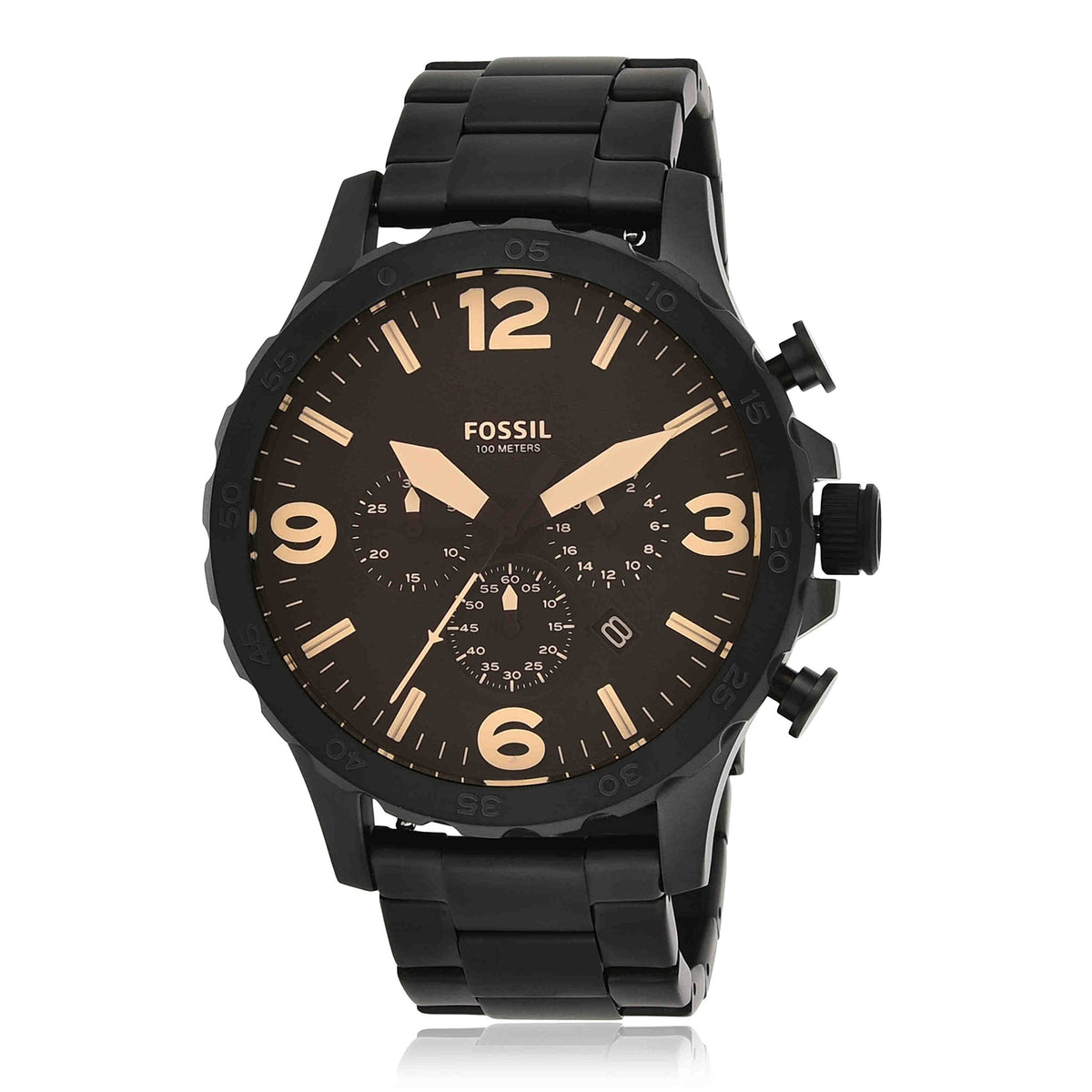 Fossil Men's Nate Stainless Steel Quartz Chronograph Watch Black