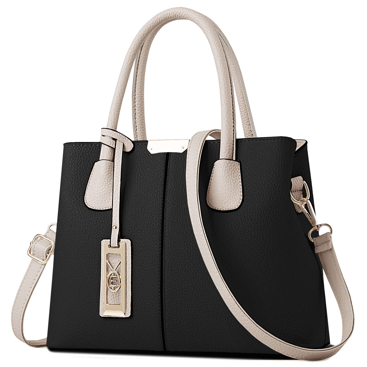 COCIFER Purses and Handbags for Women Shoulder Tote Bags Top Handle Satchel Black / Beige