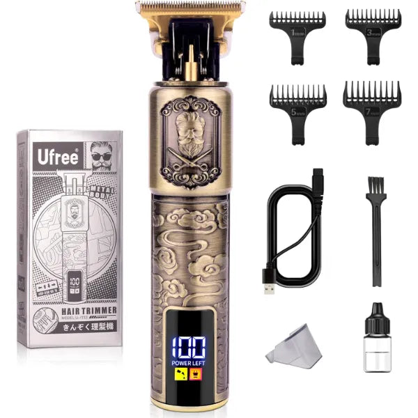 Ufree Professional Beard Trimmer for Men, Zero Gapped T-Blade Hair Clipper & Mustache Trimmer Kit with LCD Display, Precision Edgers for Haircut & Grooming, Barber-Grade Electric Shaver