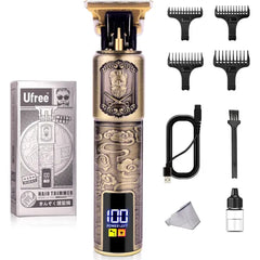 Ufree Professional Beard Trimmer for Men, Zero Gapped T-Blade Hair Clipper & Mustache Trimmer Kit with LCD Display, Precision Edgers for Haircut & Grooming, Barber-Grade Electric Shaver