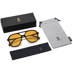 SOJOS Retro Vintage Polarized Sunglasses Double Bridge Brow Bar Square Aviators SJ2174