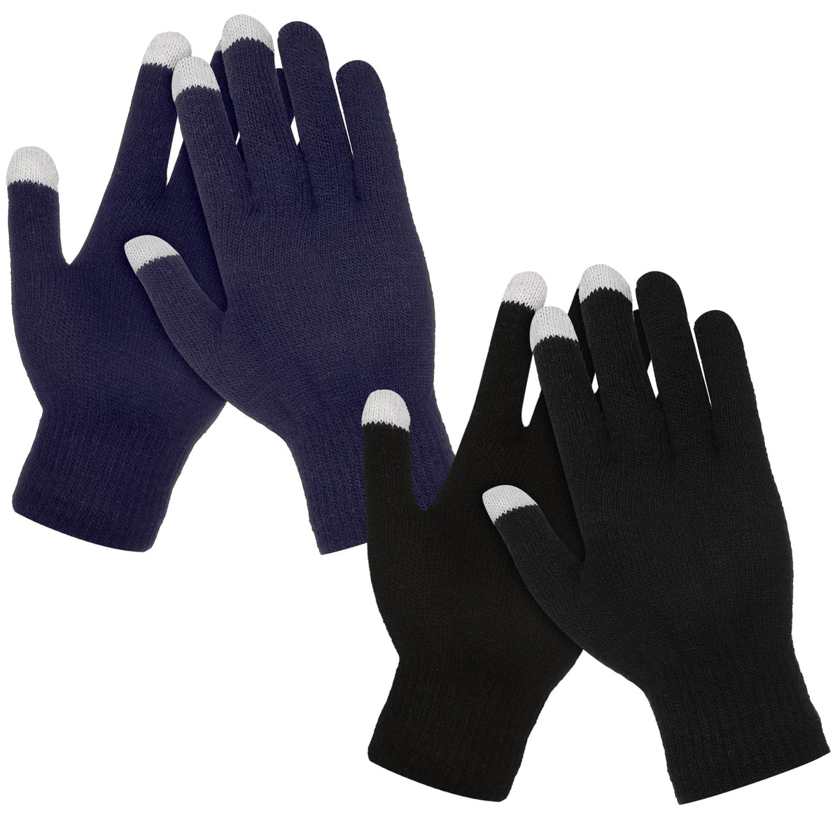 Azonee 2 Pairs Winter Touch Screen Gloves Warm Thermal Work Gloves Windproof Stretchy Knit Mittens Cold Weather Sports Gloves for Women and Men