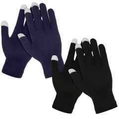 Azonee 2 Pairs Winter Touch Screen Gloves Warm Thermal Work Gloves Windproof Stretchy Knit Mittens Cold Weather Sports Gloves for Women and Men