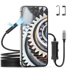 Teslong USB-C Endoscope Camera 1080P HD Dual Lens - Flexible Snake Borescope with 9 LEDs, Waterproof Inspection Cam for iPhone 15, Android
