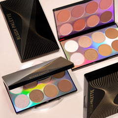 ChicAbode 16 Colors Blush Contour Highlighter Makeup Palette, All-in-One Shimmer Silky Matte Mineral Blush Powder Palette, Face Sculpting Bronzer Blusher Illuminator Palette for a Natural Glowing