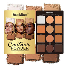 Castove Cream Contour Kit, Pro Contour Palette with Makeup Brush, 12 Color Contour Makeup Set, Waterproof and Long-lasting, Cosmetics Gift Idea for Dark Skin (64g)