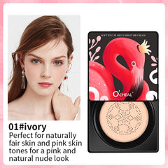 CC Cream Mushroom Head Foundation - Moisturizing Natural Concealer - Bright Makeup Base Air Cushion Foundation BB Cream, Nature Makeup Moisturizing Concealer