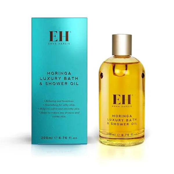 Emma Hardie Moringa Luxury Bath & Shower Oil, Shower Oil and Body Oil With Grape Seed Oil, Sweet Almond Oil, and Orange Peel Oil, Body Skin Care Products, Full Size
