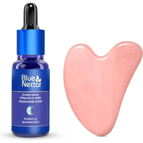 Blue Nectar Vitamin C Face Serum with Gua Sha | For Glowing Skin & Pigmentation | Hyaluronic Acid |(9 Herbs, 30 ml)