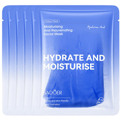 5 Packs Hyaluronic Acid Face Sheet Mask, Intense Hydration, Plumping Effect