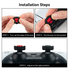 GeekShare Halloween Skull Thumb Grip Caps for PS5 Controller, Thumbsticks Cover Set Compatible with Switch Pro Controller and PS4 PS5 Controller, 2 Pairs / 4 Pcs (Black & Red)