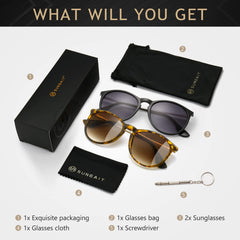 SUNGAIT Vintage Round Sunglasses for Women Men Classic Retro Designer Style