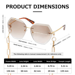 AEVOGUE Sunglasses For Women Oversized Rimless Diamond Cutting Lens Sun Glasses AE0534