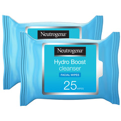 Neutrogena Hydro Boost Makeup Remover, Pack of 2x25 Wipes, Infused with Fresh Cleansing Lotion, with Hyaluronic Acid, Removes Waterproof Mascara, Suitable for Sensitive Skin