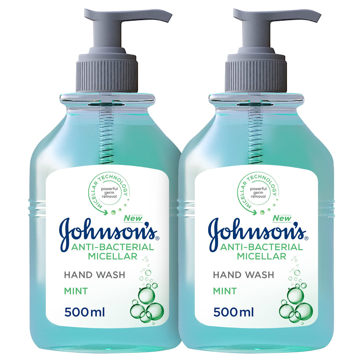 Johnson's, Anti-bacterial, Micellar Hand Wash, Mint, 500ml, 1+1 FREE